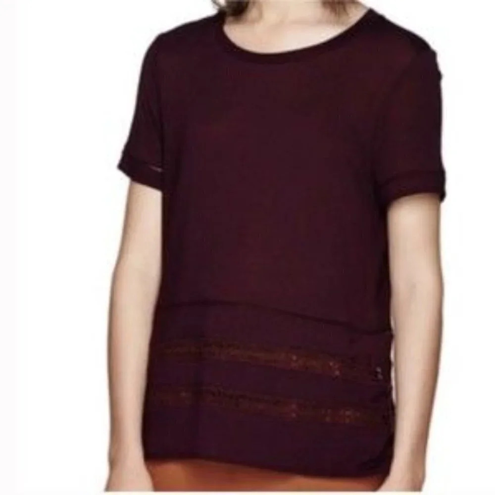 🌟✨2 for $30✨🌟 Aritzia Wilfred Reve Crochet T-shirt In Burgundy